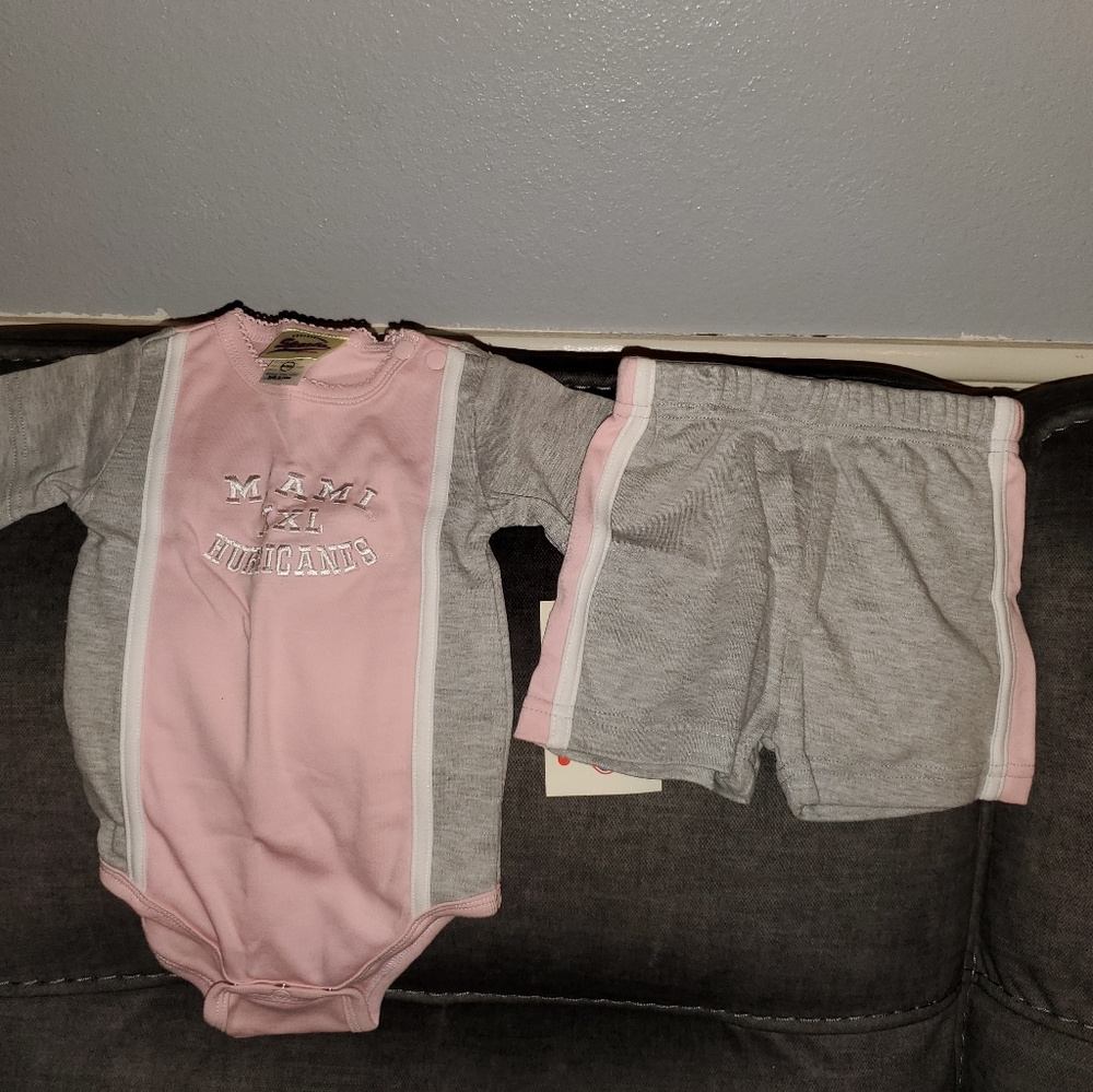 Miami  Hurricanes baby girl short set
